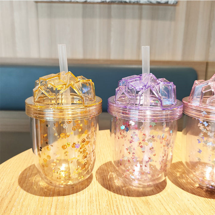 Women's Glittering Drinking Cups with Straw Kalsten