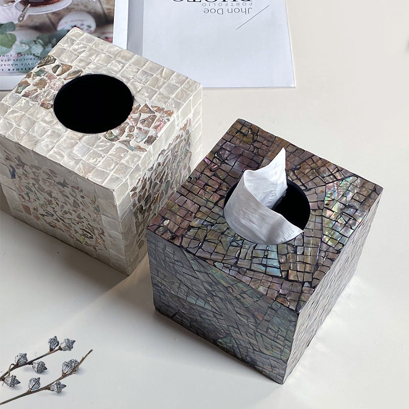 Mosaic paper bin made of natural materials Acalora