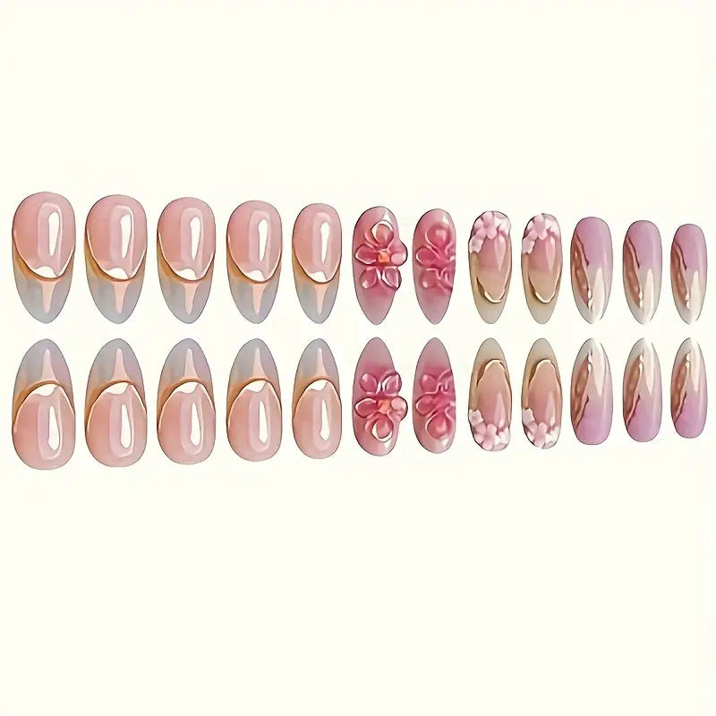 Floral Embellished Press-On Nail Art Set Kalsten