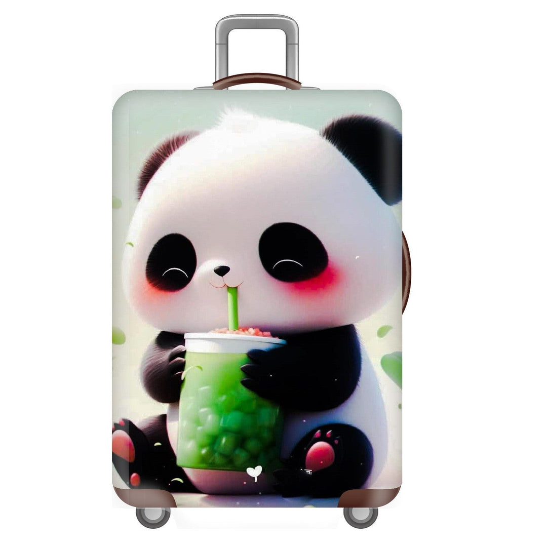 Unisex non-elastic suitcase cover for hard shell trolley with cute panda design, stretch protective cover with handle and wheel openings Kalsten