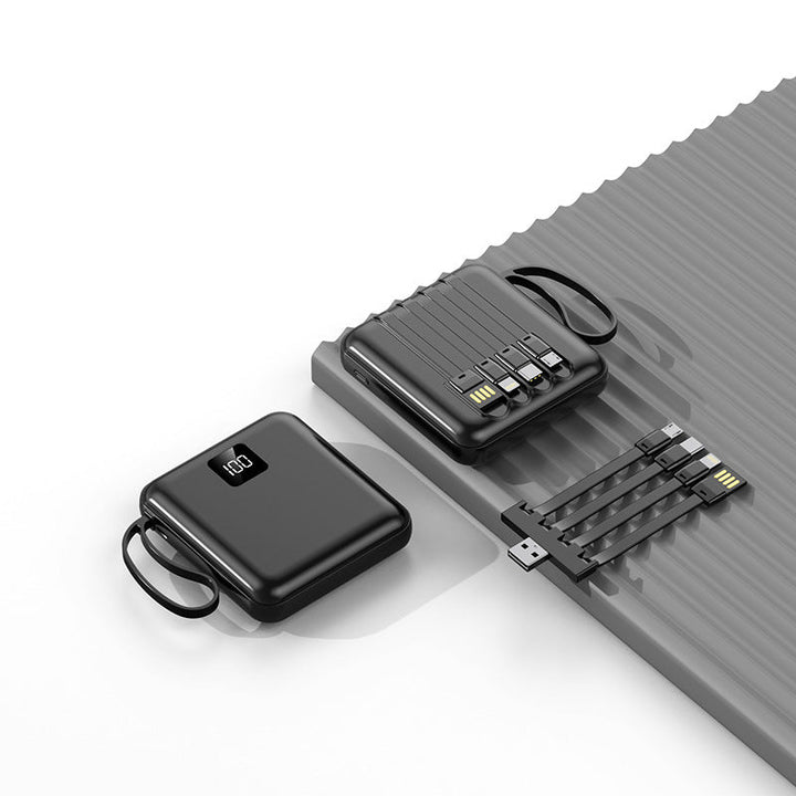 Portable power bank with integrated charging cables and LCD display Kalsten