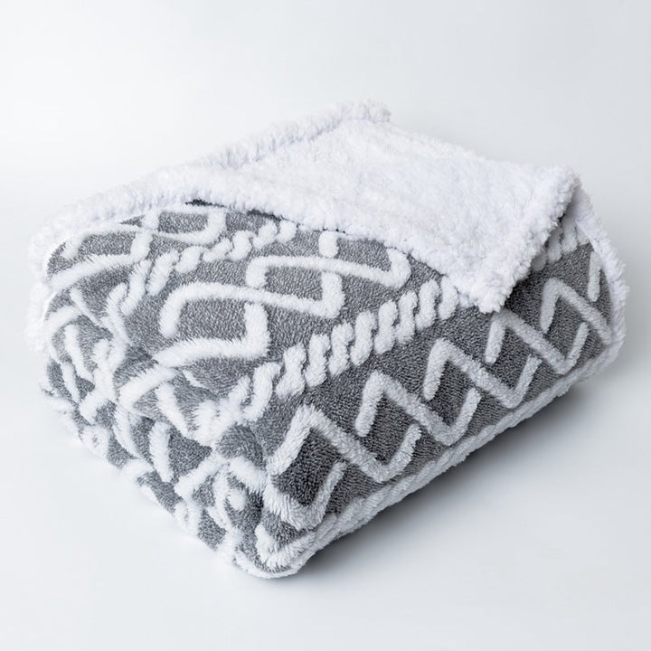 Women Cozy Reversible Blanket with Geometric Pattern Kalsten