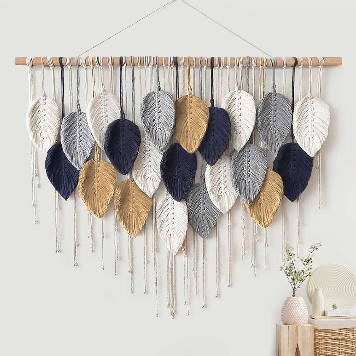 Macrame Leaf Wall Hanging Tapestry Acalora