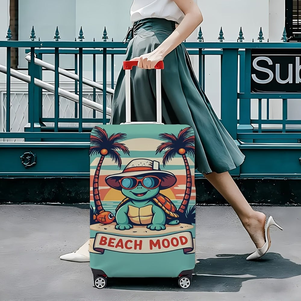Unisex non-elastic suitcase cover with beach turtle motif, stretchy zipper protection for trolley Kalsten