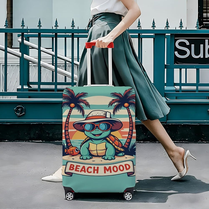 Unisex non-elastic suitcase cover with beach turtle motif, stretchy zipper protection for trolley Kalsten