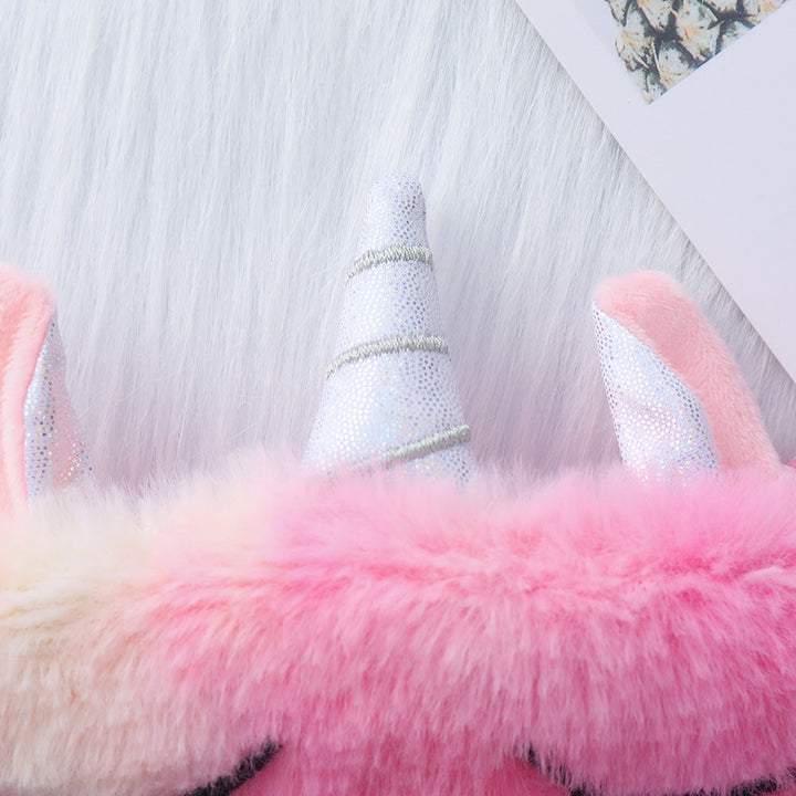 Women's plush-filled unicorn sleep mask with 3D horn, embroidered eyelashes and adjustable satin band Kalsten