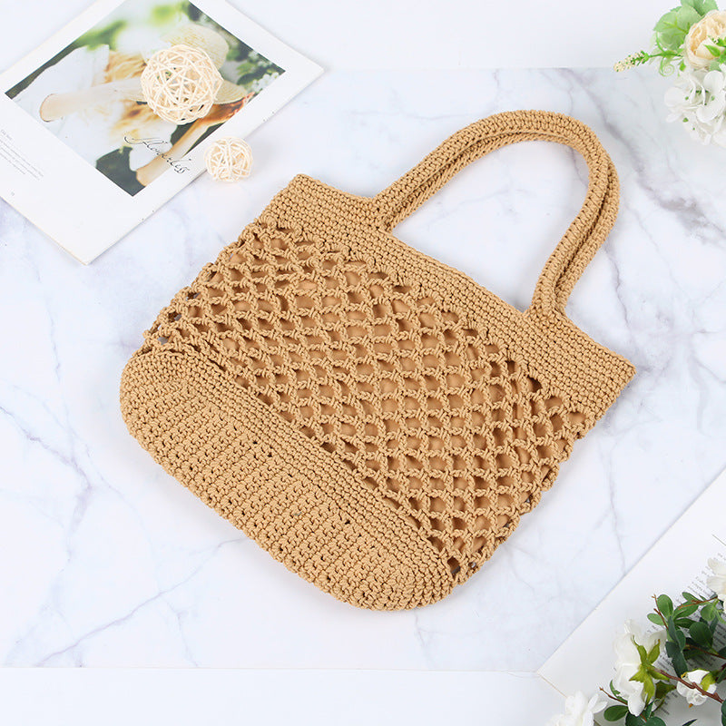 Hand-knotted tote bag with modern mesh design Kalsten