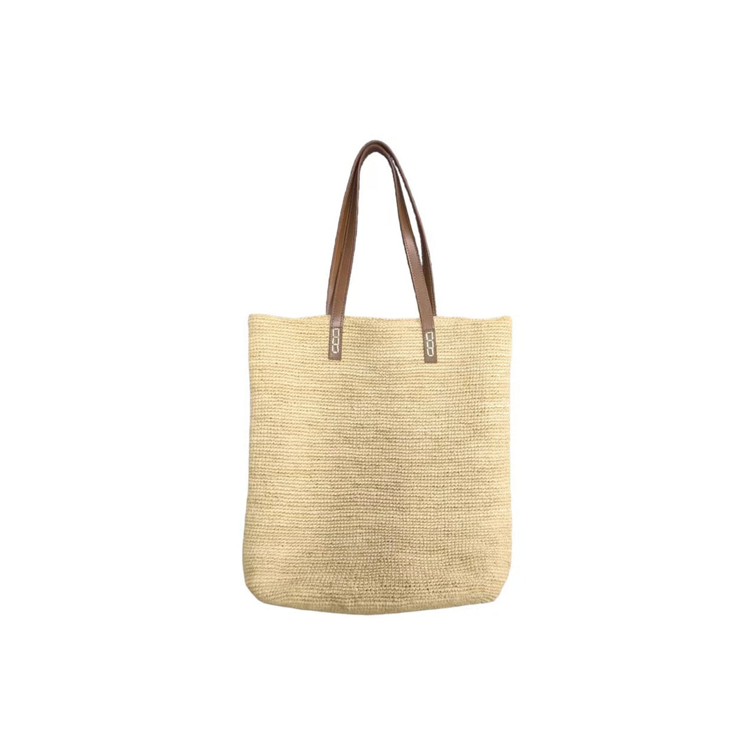 Handbag Made of Sustainably Woven Natural Material with Elegant Leather Handles Kalsten