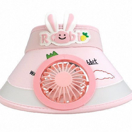 Sun protection with integrated battery fan, adjustable chin strap and cute bunny design Kalsten