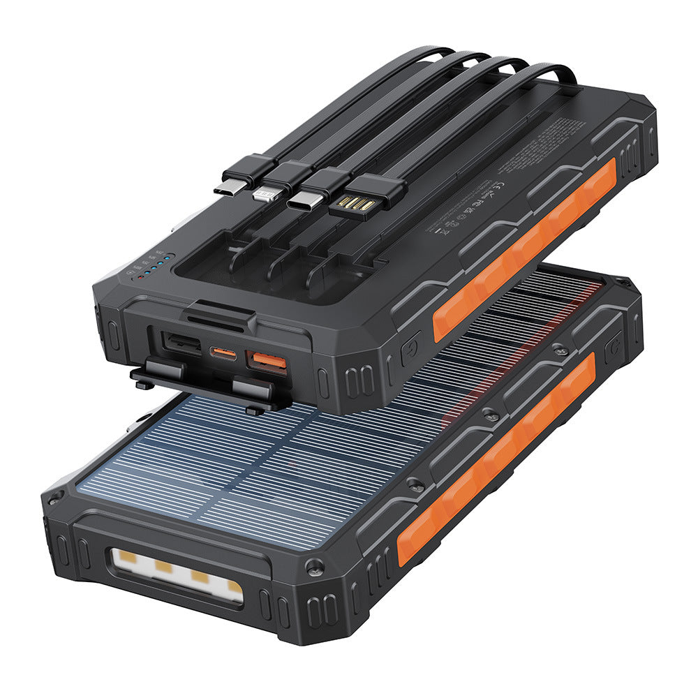 Solar Power Bank with Integrated Charging Cables and Robust Housing Kalsten