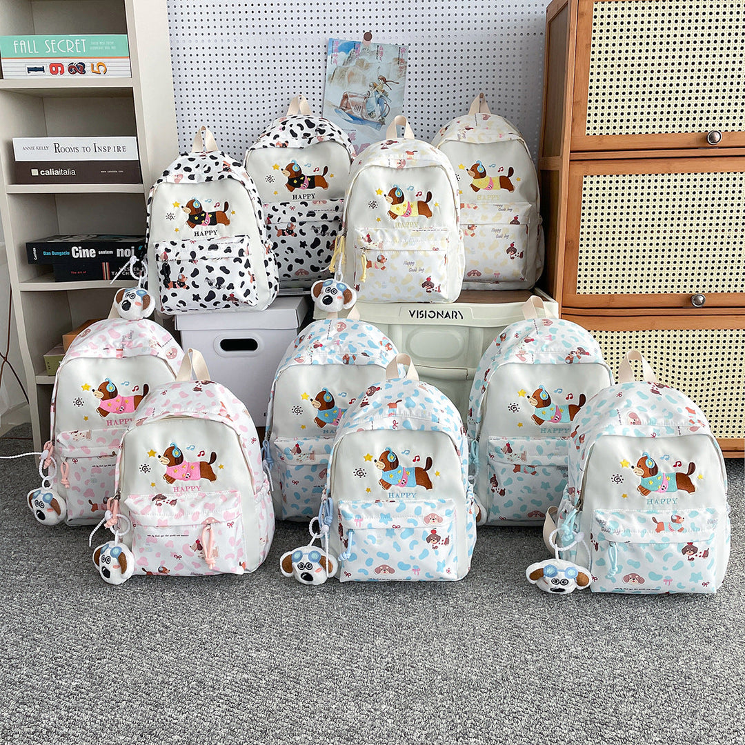 Backpack with Cheerful Dog Design and Multifunctional Compartment Layout Kalsten