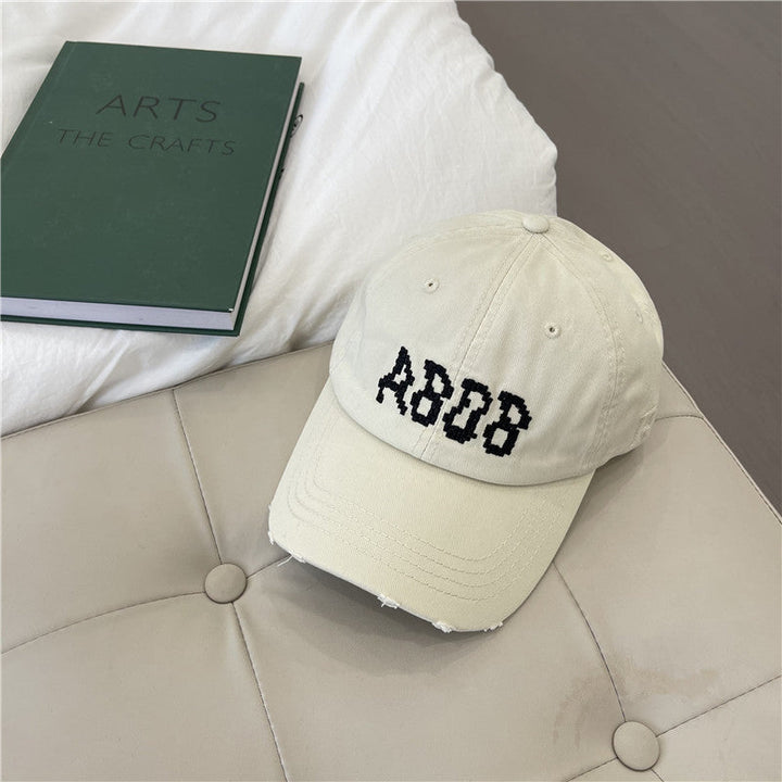 Women's Distressed Cotton Baseball Cap with Graphic Detailing Kalsten