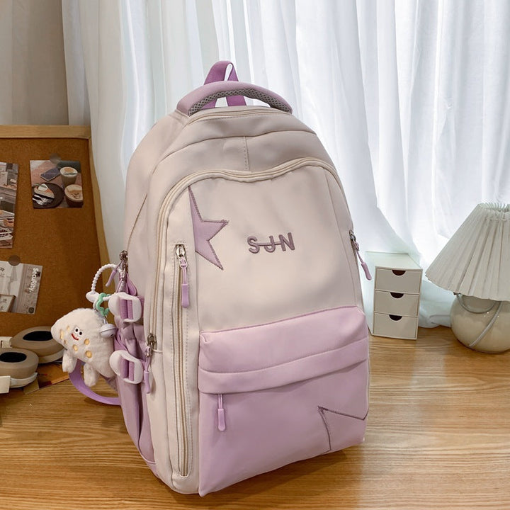 Multifunctional Lightweight Star-Embellished School Backpack