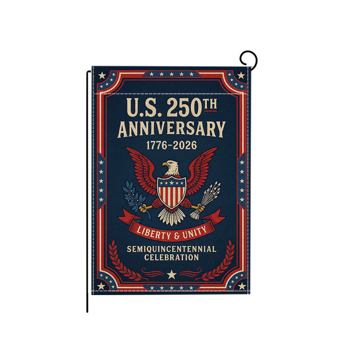 Distressed Vintage American Flag Garden Banner With Statue Of Liberty Motif Double-Sided Polyester