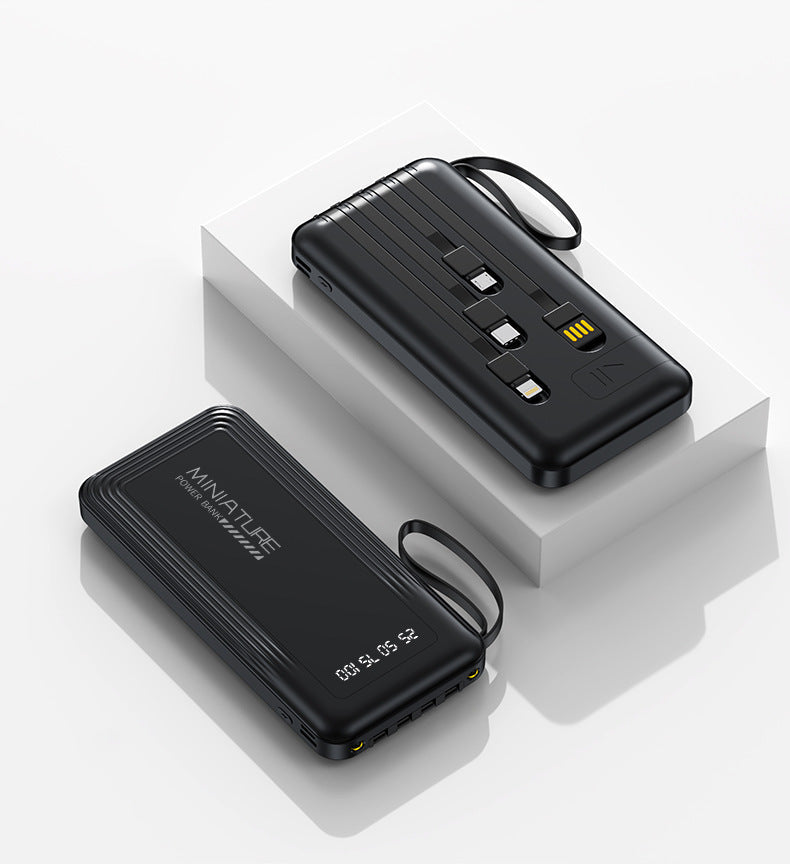 Compact power bank with integrated cables and digital charging display Kalsten