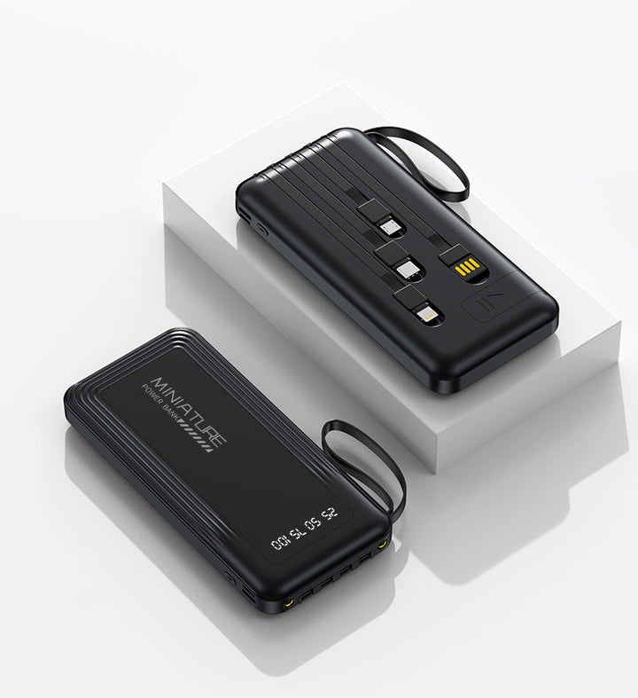Compact power bank with integrated cables and digital charging display Kalsten