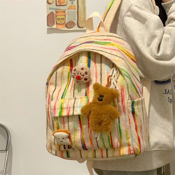 Colorful Striped Fabric School Backpack Kalsten