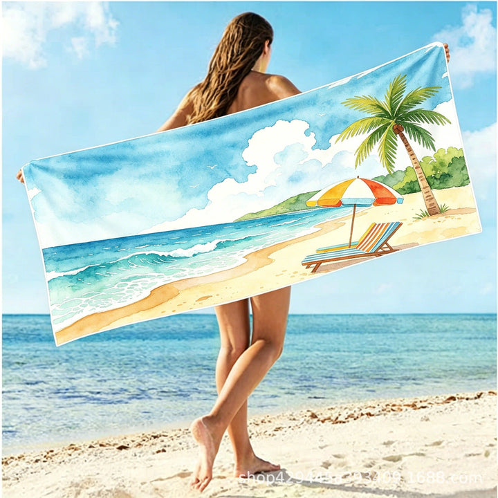 Women's large beach towel with colorful beach motif Kalsten