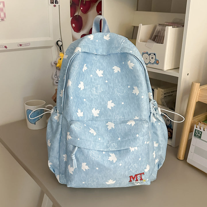 Contemporary Leaf-Patterned School Backpack