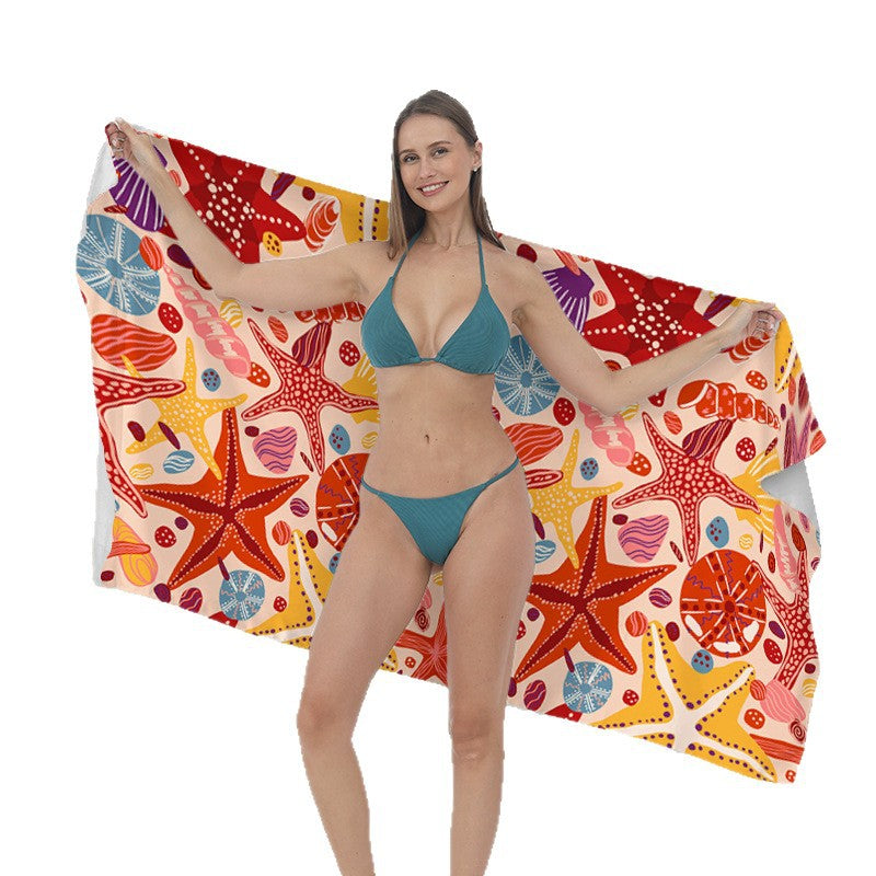 Large beach towel with tropical palm pattern Kalsten