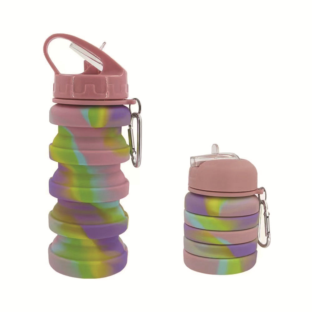 Women's foldable silicone drinking bottle with carabiner Kalsten