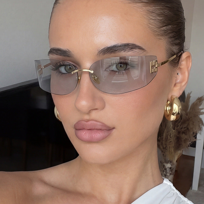 Women's futuristic designer sunglasses with unusual frame and UV protection Kalsten