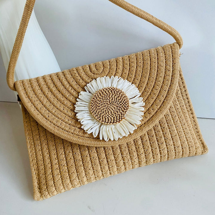 Fashionable shoulder bag with flower appliqué Kalsten