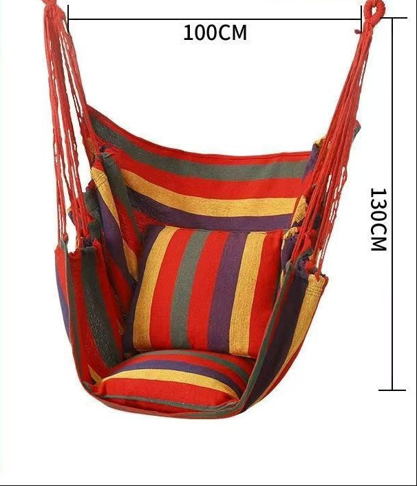 Hanging hammock chair with reinforced cotton canvas and integrated arm pockets Kalsten