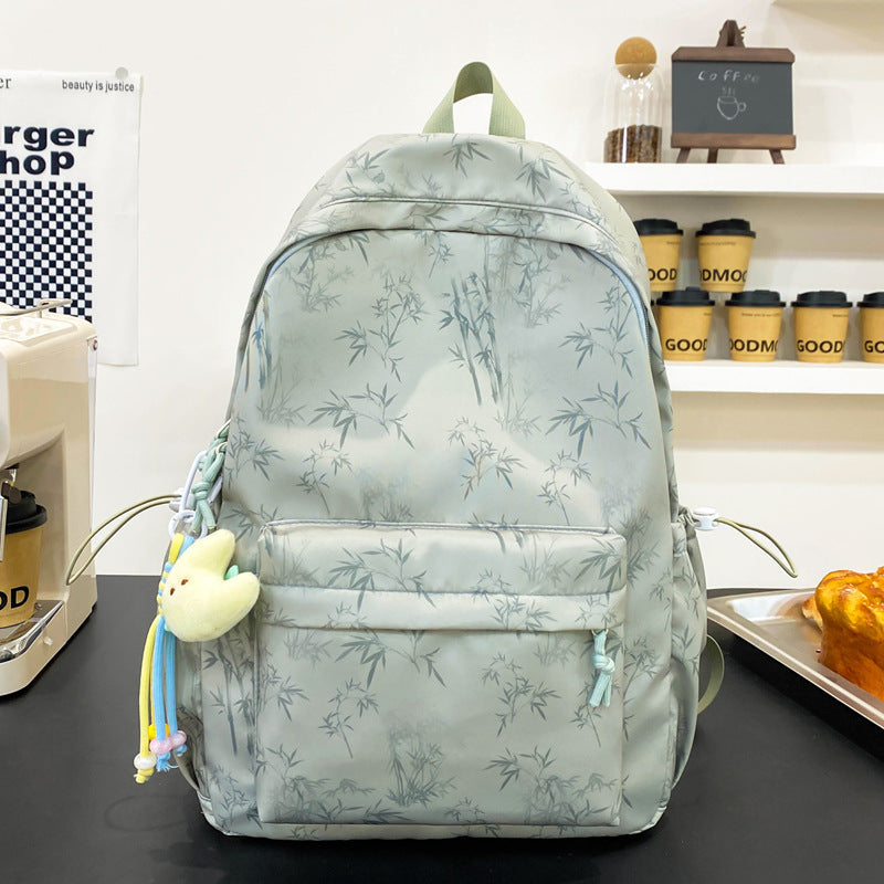 Lightweight Bamboo-Patterned School Backpack