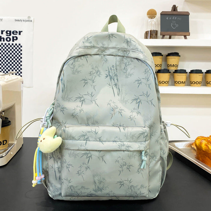 Lightweight Bamboo-Patterned School Backpack