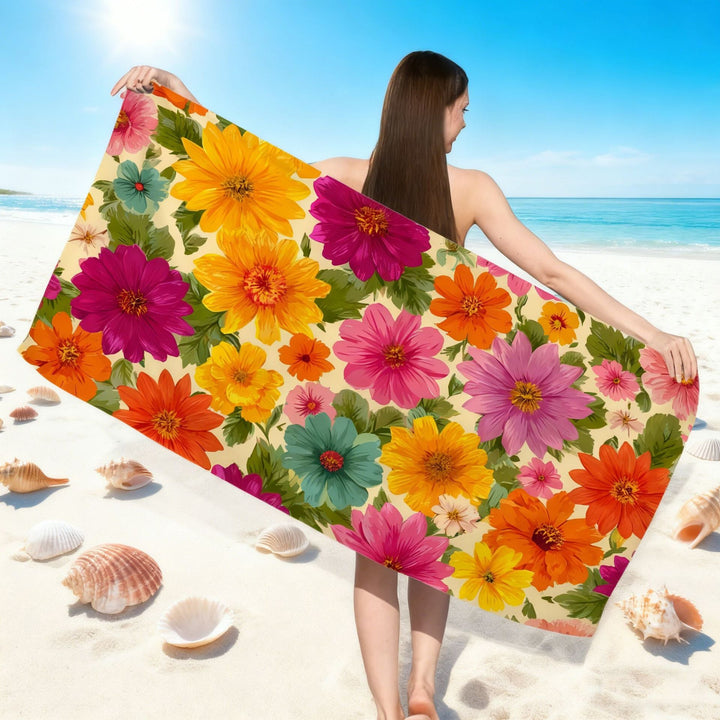 Beach towel with colorful floral pattern Kalsten