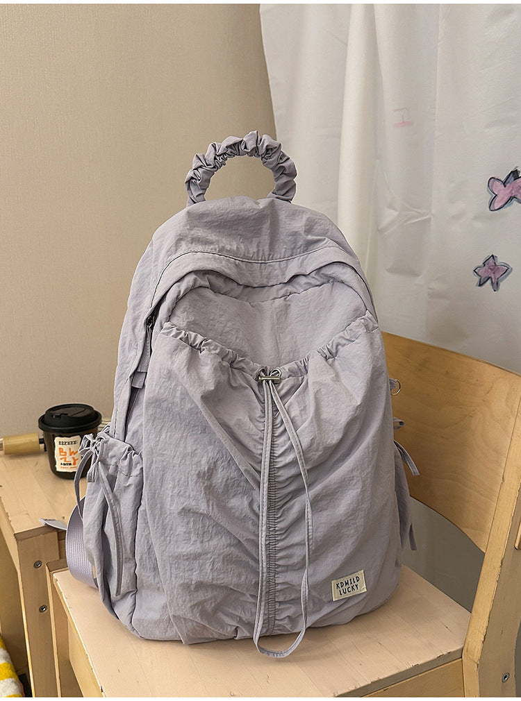 Casual Crinkled Fabric School Backpack