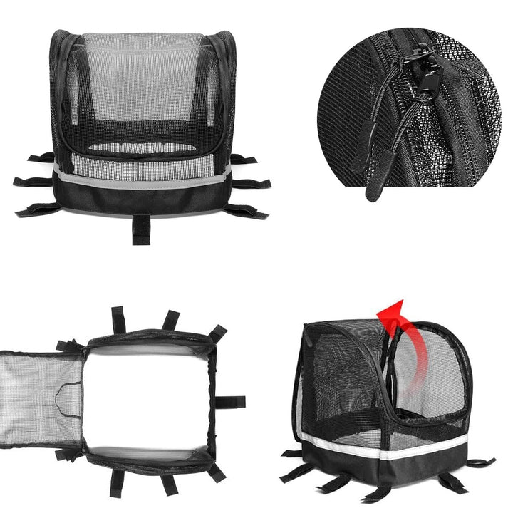 front-mounted breathable mesh bicycle pet basket canopy with reflective trim Kalsten