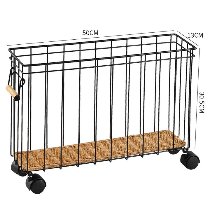 Rolling Wicker Storage Cart Kalsten