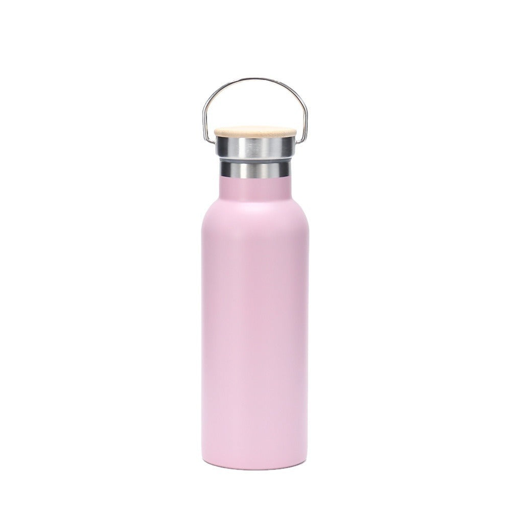 Women's insulated stainless steel drinking bottle with wooden lid Kalsten
