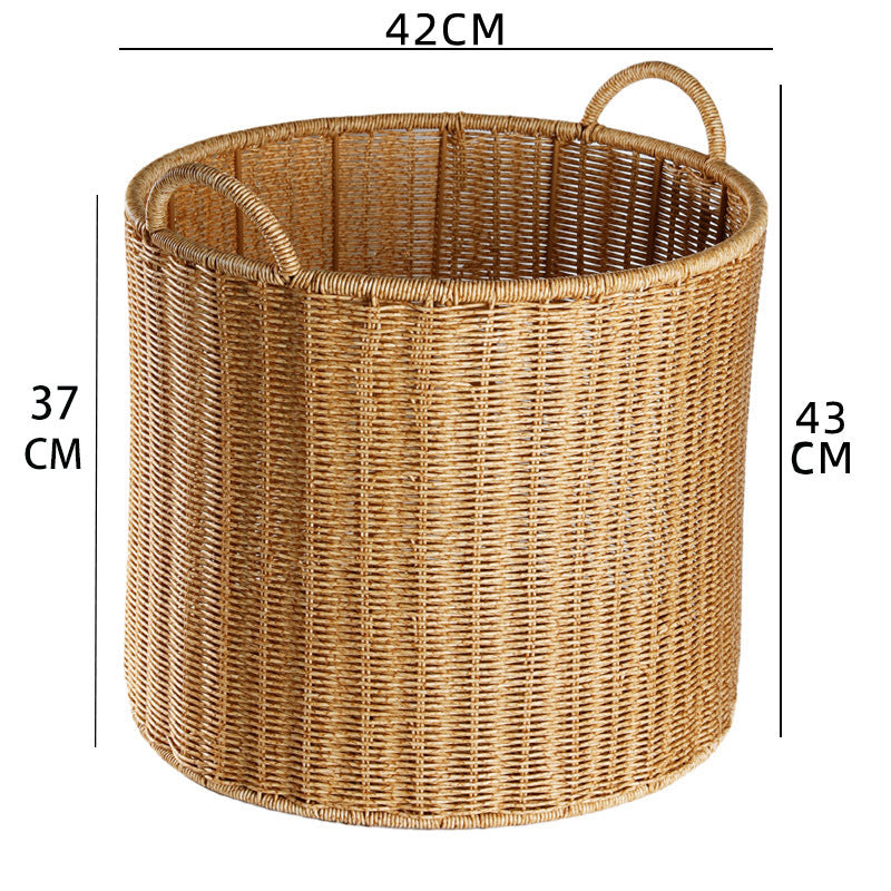 Round Woven Storage Basket with Durable Handles Kalsten