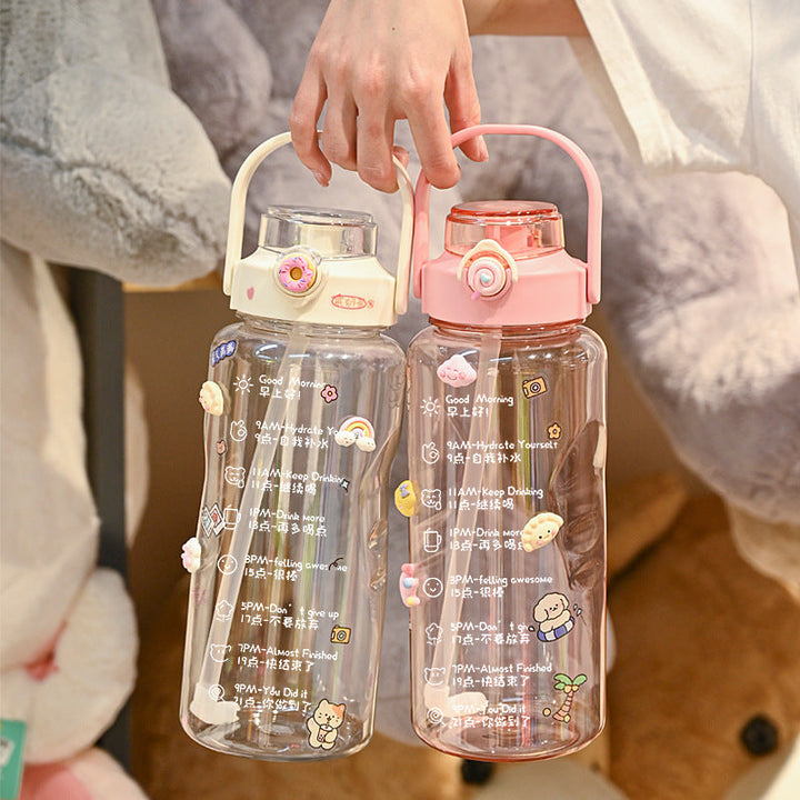 Women’s water bottle with integrated time marking and practical carrying handle Kalsten