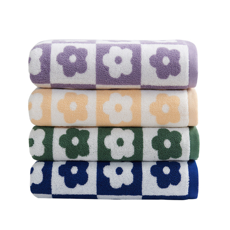 Women's Luxurious Terry Bath Towel with Floral Pattern Kalsten