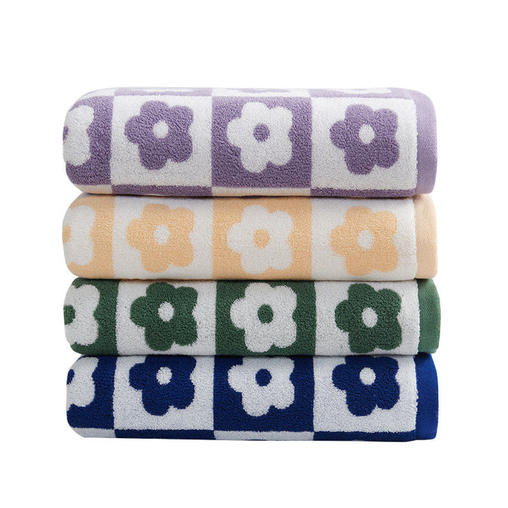 Women's Luxurious Terry Bath Towel with Floral Pattern Kalsten