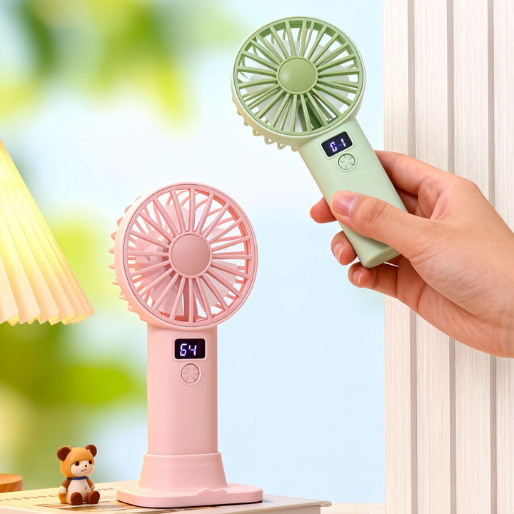 Women Portable Handheld Fan with Digital Speed Setting Kalsten