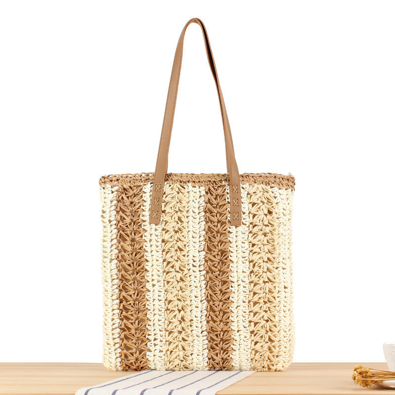 Braided tote bag with elegant leather handles Kalsten