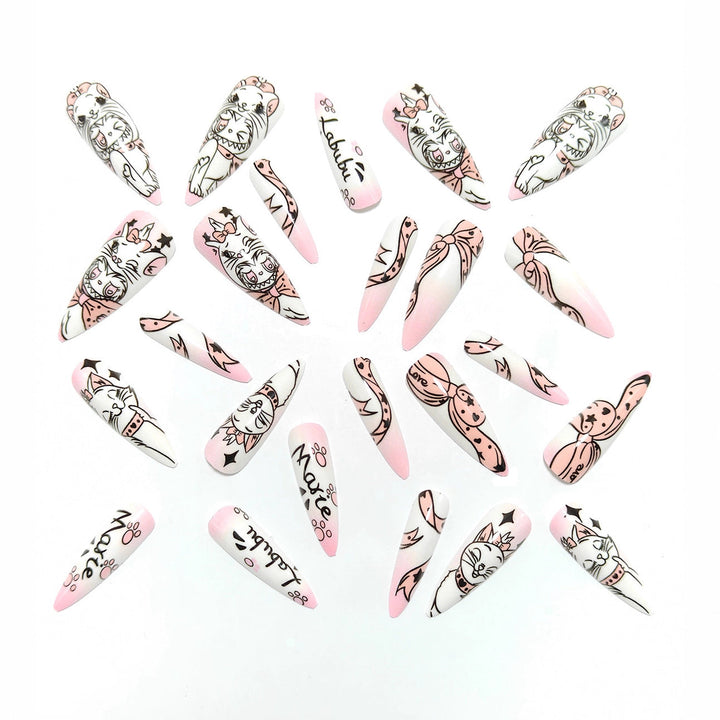 Playful artificial nails with cat designs Kalsten