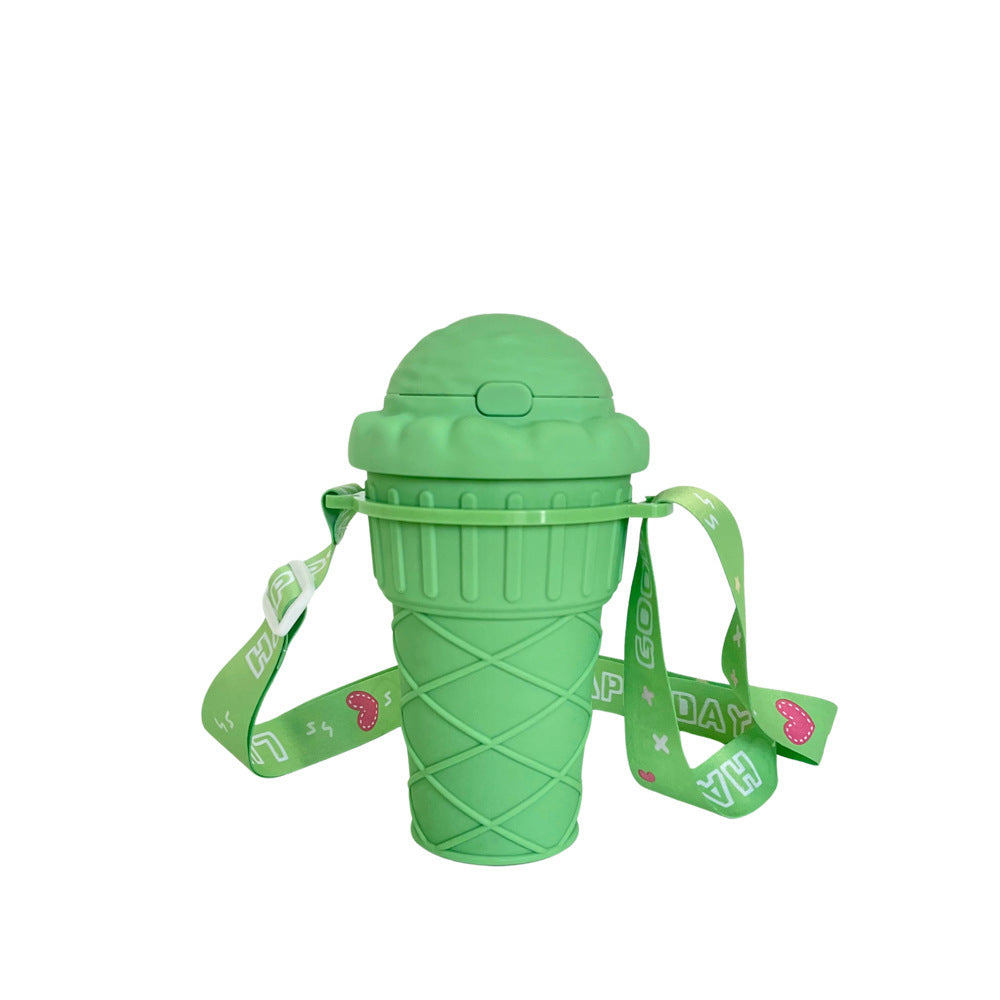 Women’s creative ice cream cup drinking bottle with practical carrying strap Kalsten