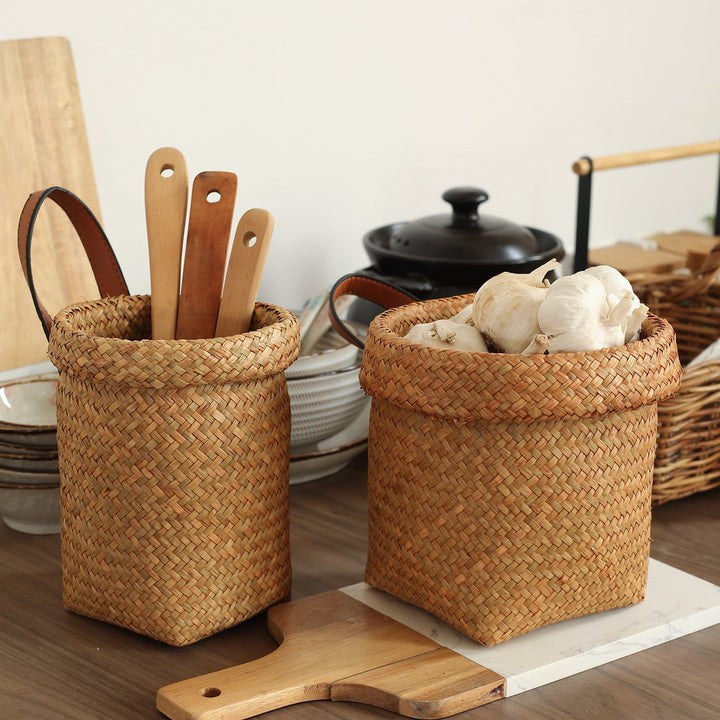 Unisex Handwoven Decorative Basket with Practical Handles Kalsten