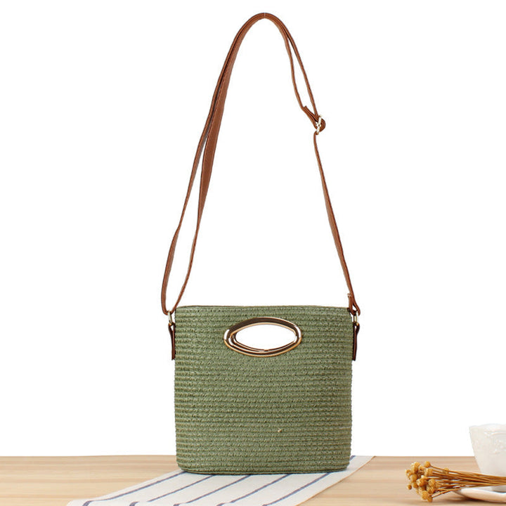 Shoulder bag made of handwoven natural material with elegant handle Kalsten