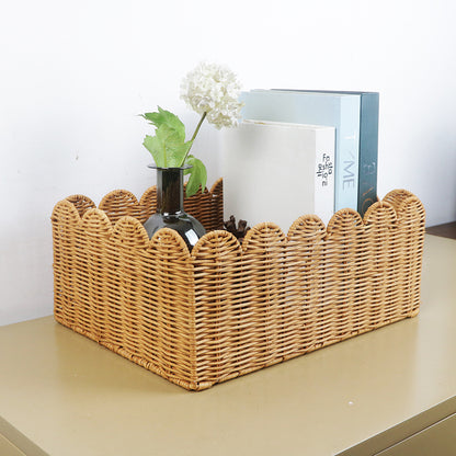 Scalloped Woven Storage Basket Acalora