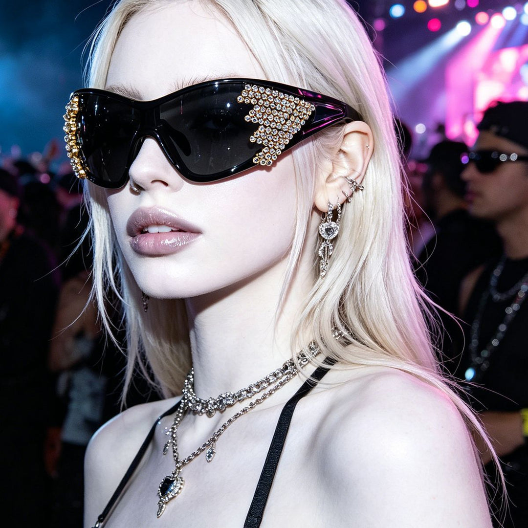 Ladies sporty sunglasses with sparkling decor Kalsten