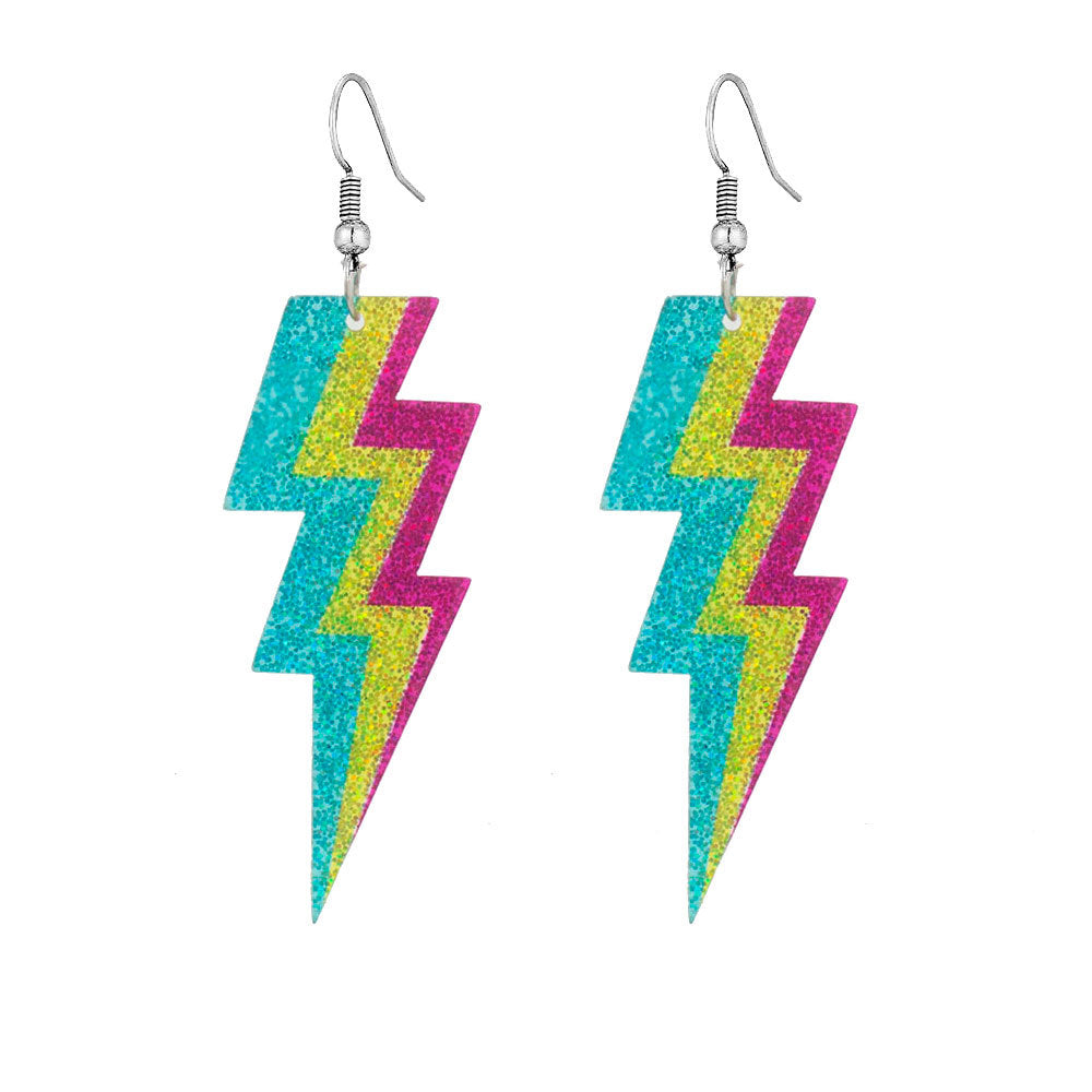 Glittery Lightning Bolt Dangle Earrings Kalsten