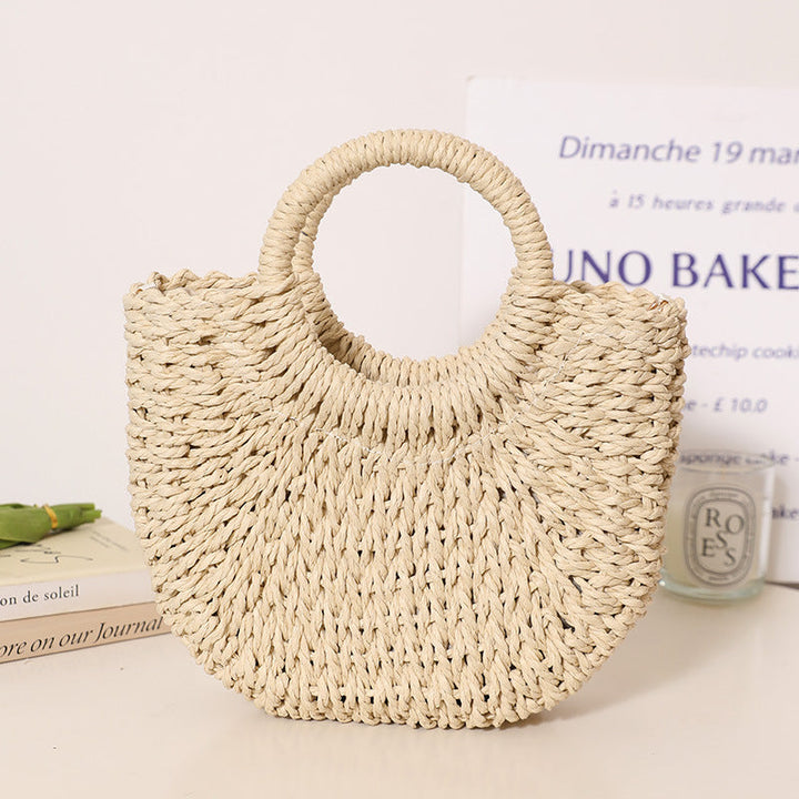 Trendy Bast Bag with Round Handle and Textured Design Kalsten