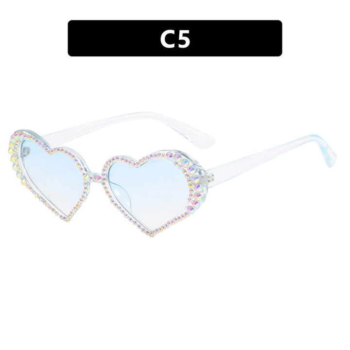Women's Heart-Shaped Sunglasses with Rhinestone-Embellished Frame Kalsten